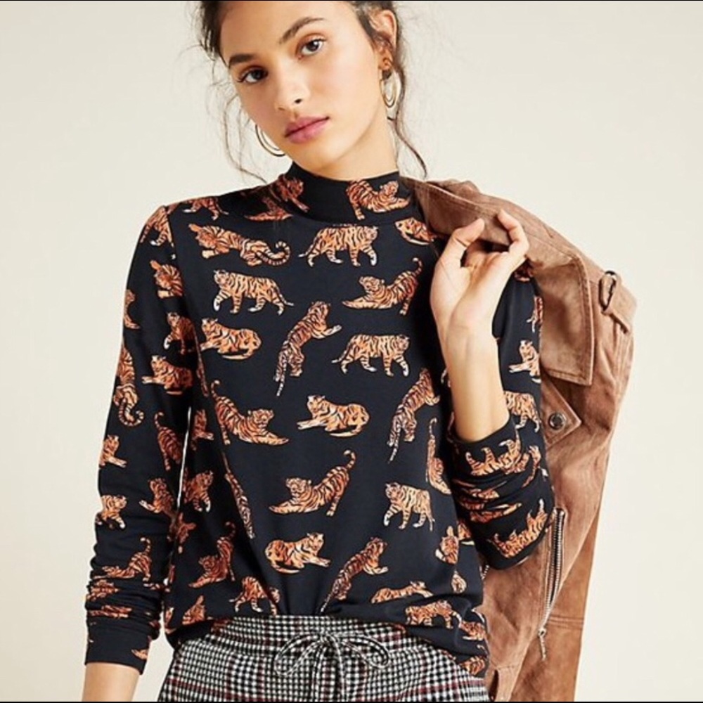 Maeve Anthropologie SOLDOUT tiger turtleneck Large